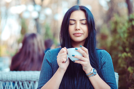 woman drinking herbal tea for immune health
